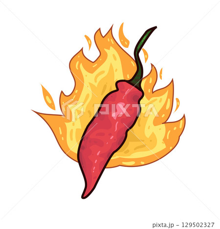 illustration of hot chili with fire 129502327