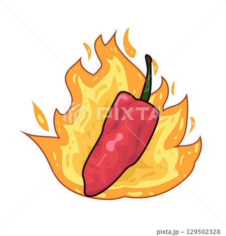 illustration of hot chili with fire 129502328