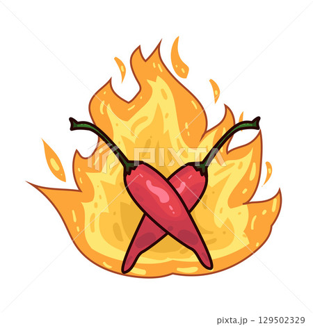 illustration of hot chili with fire 129502329