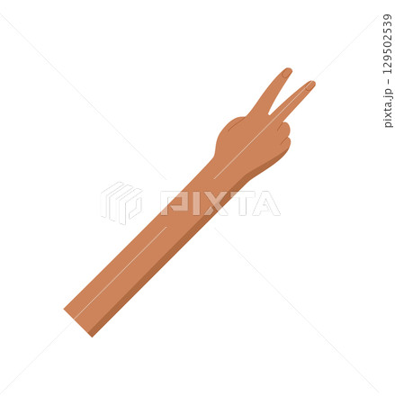 Flat style bare hand with two raised fingers. Signal of number two expressed through human hand gesture for counting. Simple icon in isolated professional visual format. Flat style bare hand with two raised fingers. Signal of number two expressed through human hand gesture for counting. Simple icon in isolated professional visual format. 129502539