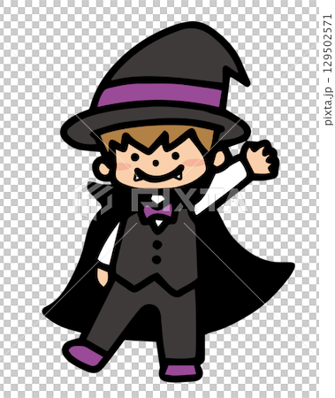 ハロウィンの仮装をしているこどものイラスト　ドラキュラ 129502571