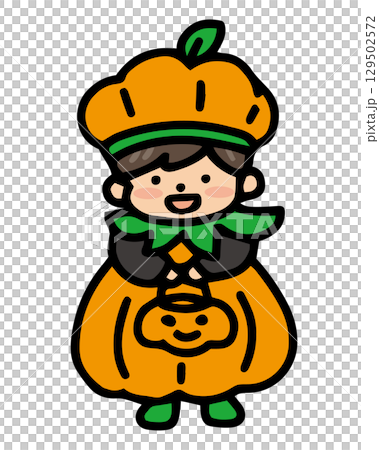Illustration of children dressed up in Halloween costumes: pumpkins 129502572