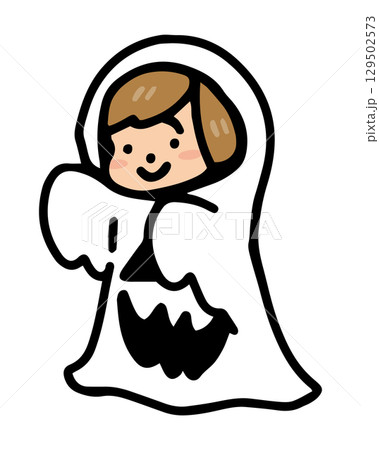 ハロウィンの仮装をしているこどものイラスト おばけ ハロウィンの仮装をしているこどものイラスト おばけ 129502573