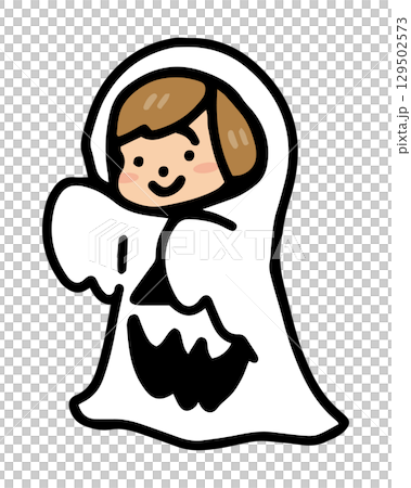 ハロウィンの仮装をしているこどものイラスト おばけ ハロウィンの仮装をしているこどものイラスト おばけ 129502573