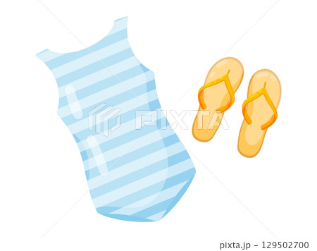 Swimsuit and Flip-Flops Vector Illustration 129502700