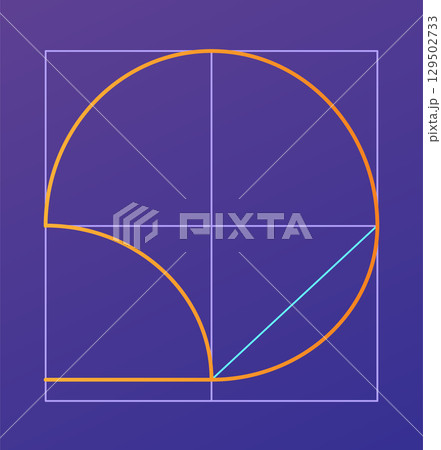 Golden ratio geometric concept. Divine proportion. Geometric shape with ideal section composition icon. Geometry harmony and balance vector illustration 129502733