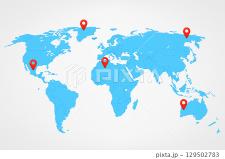 World map with 3d pins. 3d vector illustration 129502783
