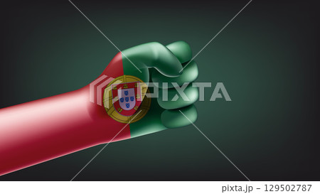 Fist with flag of Portugal. 3d vector illustration 129502787