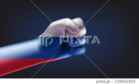Fist with russian flag. 3d vector illustration 129502835