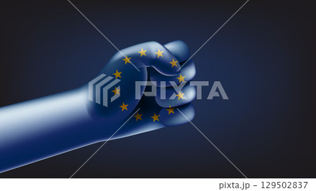 Fist with eu flag. 3d vector illustration Fist with eu flag. 3d vector illustration 129502837