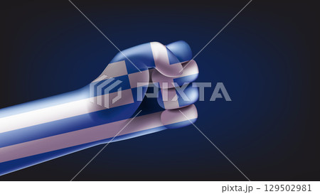 Fist with flag of greece. 3d vector illustration 129502981