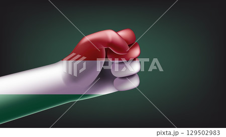 Fist with flag. 3d vector illustration 129502983