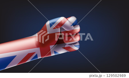 Fist with UK flag. 3d vector illustration 129502989