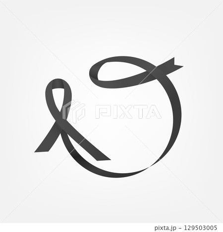 Black ribbon isolated on white background. Vector illustration 129503005