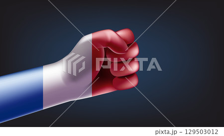 Fist with French flag. 3d vector illustration Fist with French flag. 3d vector illustration 129503012