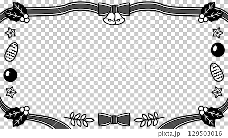Wreath-style hand-drawn black and white frame 129503016