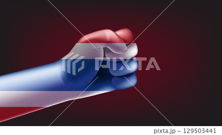 Fist with flag of Thailand. 3d vector illustration 129503441
