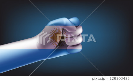 Fist with flag of Argentina. 3d vector illustration 129503483