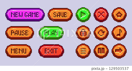 Pixel game button collection 129503537