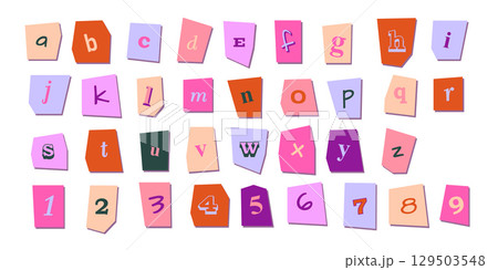 Playful clipping letters - y2k style alphabet Playful clipping letters - y2k style alphabet 129503548