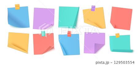 Sticky note memo collection with adhesive papers Sticky note memo collection with adhesive papers 129503554