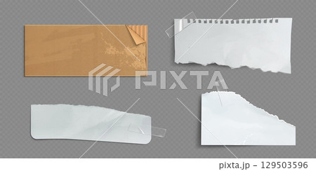 Torn paper and cardboard pieces 129503596