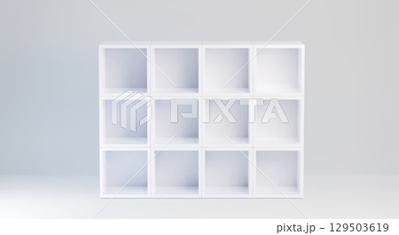White cabinet with empty compartments 129503619