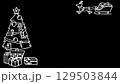 サンタクロースとクリスマスツリーの手描き風白黒フレーム　白線画【サンタ右上・ツリー左】 129503844