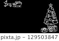 サンタクロースとクリスマスツリーの手描き風白黒フレーム　白線画【サンタ左上・ツリー右】 129503847