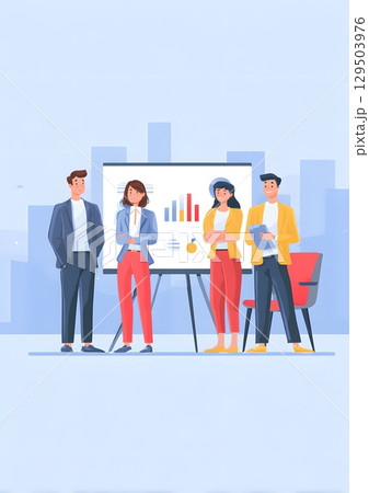professional team presentation with big screen flat minimal look 129503976