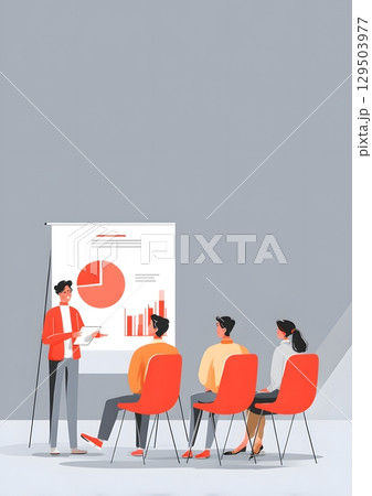 professional team presentation with big screen flat minimal look 129503977