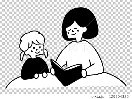 一位女士正在為孩子讀書 129504326
