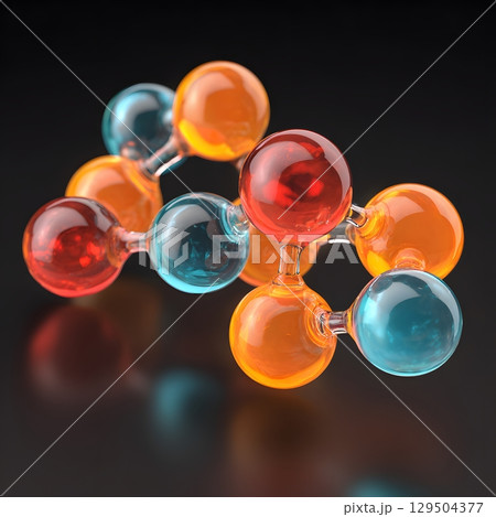 Ozone molecule diagram in 3D structure, science education visual 129504377