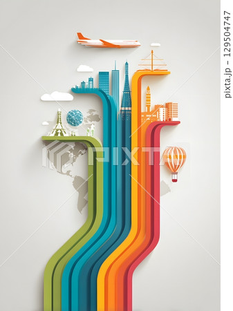 Infographic showing growth of international travel trends 129504747