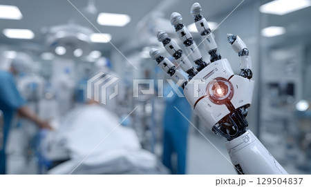 AI robot assistant helping doctor in emergency room, technology future, AI robot assistant helping doctor in emergency room, technology future, 129504837