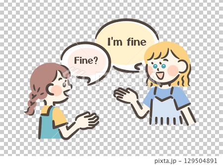 Two girls having an English conversation Two girls having an English conversation 129504891