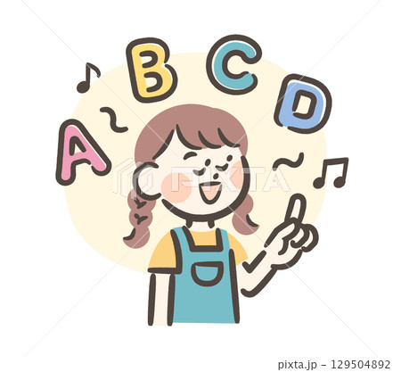 英語の歌を歌う女の子 129504892
