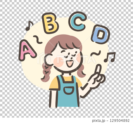 英語の歌を歌う女の子 129504892