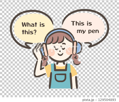 一個正在學習英語聽力的女孩 129504893