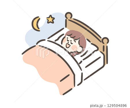 ベットで寝る女の子 129504896