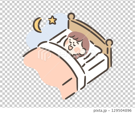 ベットで寝る女の子 129504896