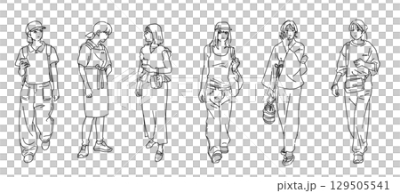 各種女性線條畫插圖集 各種女性線條畫插圖集 129505541