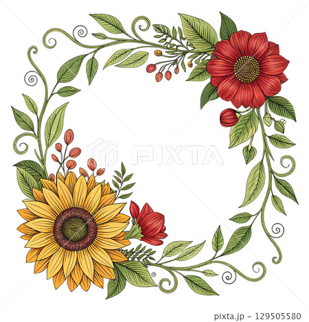 Floral Wreath Frame Clipart White Background Floral Wreath Frame Clipart White Background 129505580