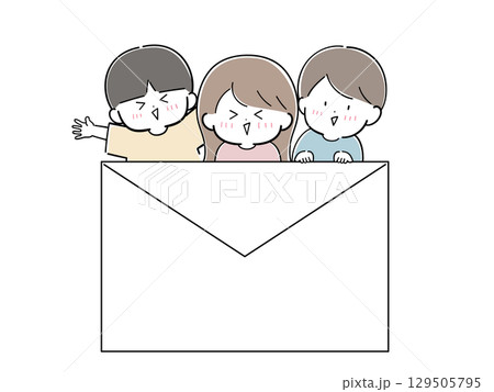 お手紙を出す子どもたち お手紙を出す子どもたち 129505795