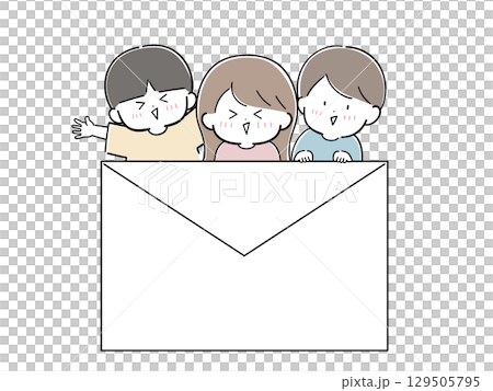 お手紙を出す子どもたち お手紙を出す子どもたち 129505795