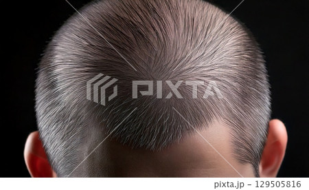 男性の髪の薄毛と頭皮のクローズアップ3DCGイラスト 129505816