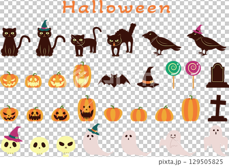 Halloween cute icon set Halloween cute icon set 129505825