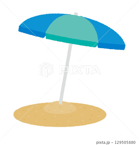砂浜とパラソル 129505880