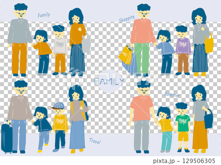 各種場景的家庭插圖 各種場景的家庭插圖 129506305