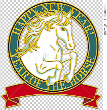 馬年插畫_綠色圓圈_紅色絲帶_白馬_酷馬插畫 馬年插畫_綠色圓圈_紅色絲帶_白馬_酷馬插畫 129506339
